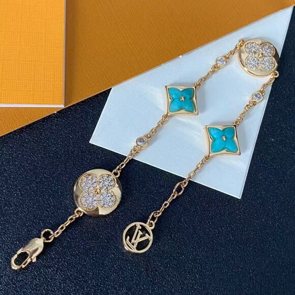 💘LV crystal diamond blue flower combination bracelet❗️ - Picture 1 of 4